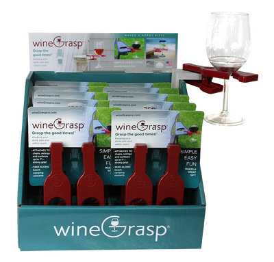 (10) wineGrasp® Sets, (1) Cardboard Counter Display, (1) Sample wineGrasp®